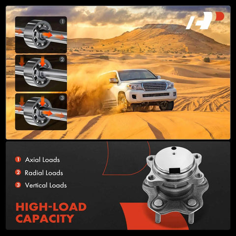 Demonstration of 2 X Rear Wheel Bearing And Hub Assembly 5 Lug For Nissan Sentra 2007-2012 with high-load capacity features.