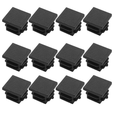 12 Pack 3/4 Inch Square Plastic Plugs End Caps For Square Tubes And Furniture Legs Black Ribbed Design Durable Floor Protectors