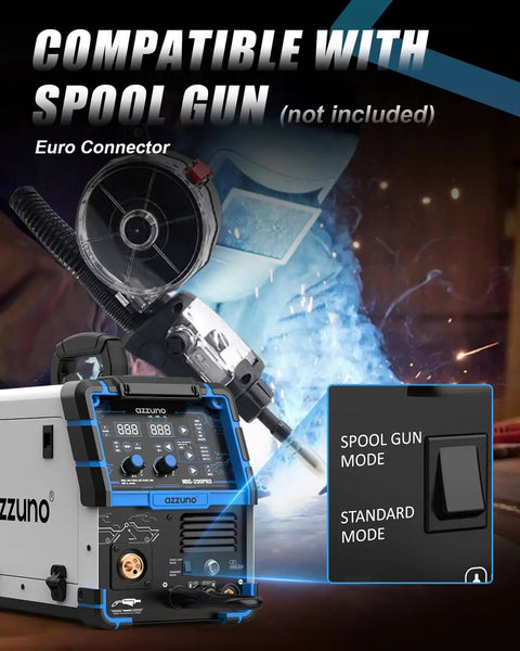 8 In 1 All In One Multiprocess MIG Welder For Home Shops 110V And 220V Dual Voltage with aluminum MIG spool gun compatibility.