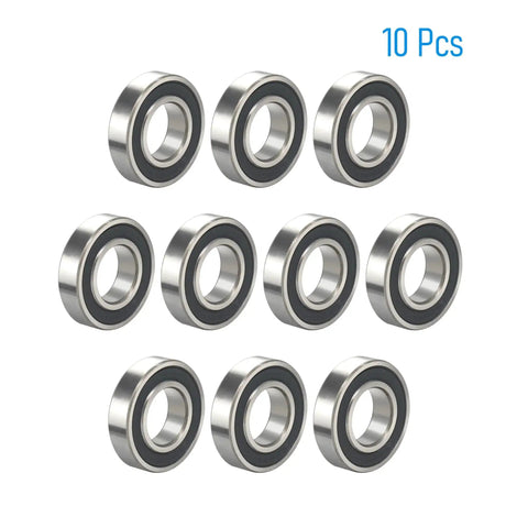 Miniature Deep Groove Ball Bearing R166-2RS 3/16 Inch Bore 3/8 Inch Outer Diameter 1/8 Inch Width Chrome Steel 10 Pack