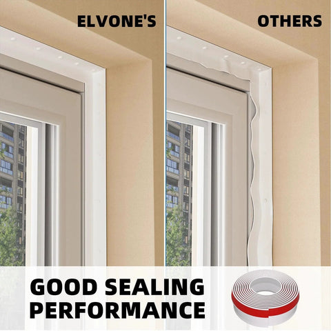 Comparison of window weather stripping showing effectiveness of Universal 40 Ft TPE Garage Door Seal Top And Sides For Weatherproofing.