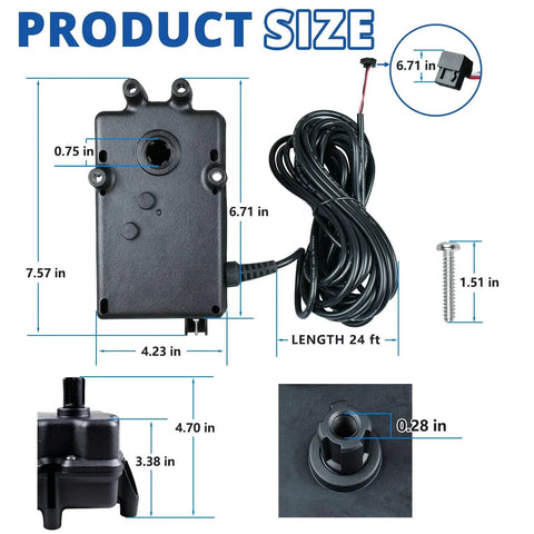 CVA 24T Valve Actuator For 24VAC Pool Automation Systems Plug And Play Direct Replacement For Pentair 263045 size dimensions