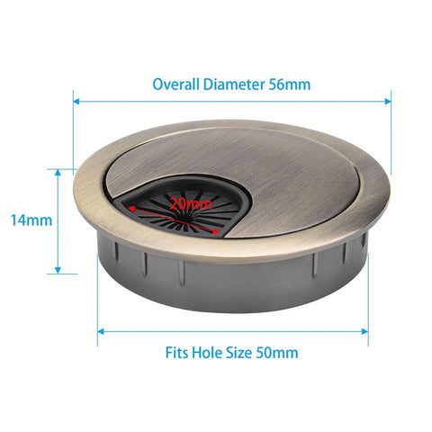 2 Pack 2 Inch Metal Desk Grommet Bronze Finish With Removable Lids For Cable Management Fits 2 Inch Hole Zinc Alloy Desk Cable Organizer
