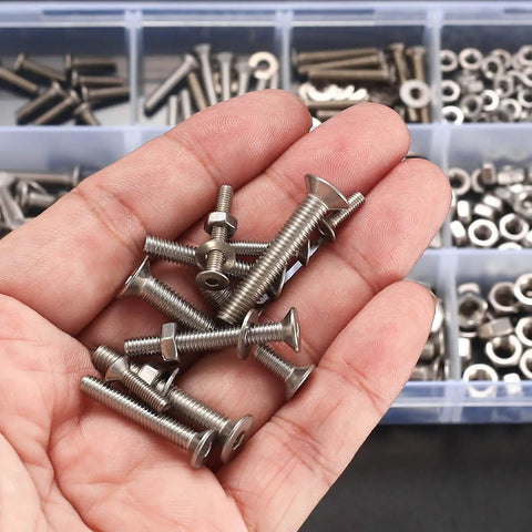 Must Have Assorted Stainless Steel Countersunk Head Hex Socket Screws Kit With Nuts And Washers M3 M4 M5 Metric Bolts