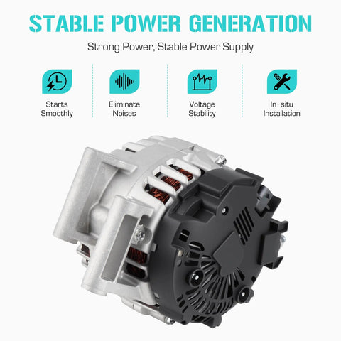 Beefy 120 Amp 12V Alternator For 2.4L L4 Engines Fits Chevy Equinox GMC Terrain And Buick Regal 2010-2017 Replaces 11459N with aluminum housing