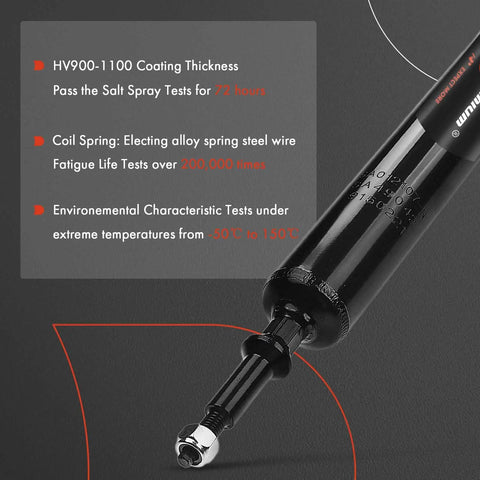Close-up of A-Premium rear BMW strut shock absorber with mounting end visible