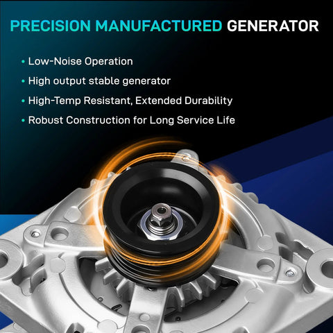 Close-up of Direct Fit Plug And Play Alternator Replacement showcasing precision manufacturing features.