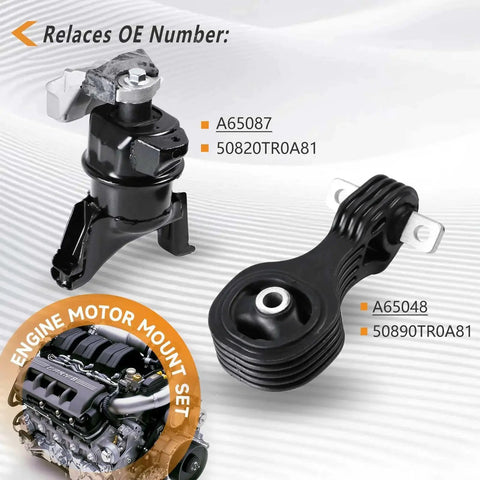 Honda Civic 1.8L Beefed Up Engine Mount Set For 2012 2013 2014 2015 Front and Rear Mounts With Part Numbers A65087,A65048