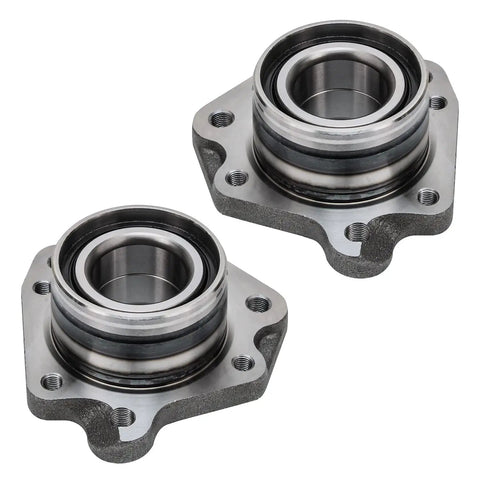 Rear Wheel Bearing Modules Kit For Honda CR V 1997 1998 1999 2000 2001 Includes 2 Rear Wheel Bearing Modules Assembly And 2 Stabilizer Sway Bar End Links Replacement For A Smoother Ride, two metal wheel bearing assemblies, top view