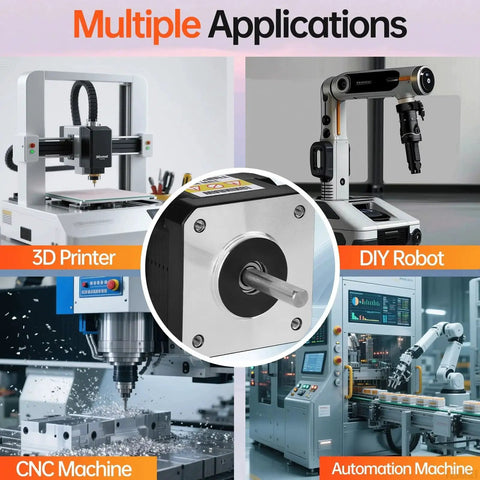 Rugged Nema 17 Stepper Motor Pack For 3D Printers And CNC Machines High Torque Bipolar 2-Phase shown in various applications