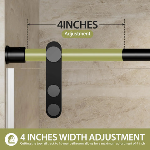 Barn-Style Sliding Shower Door With Exposed Rollers, 8mm Clear Tempered Glass, Matte Black Stainless Steel Hardware, 4-inch width adjustment