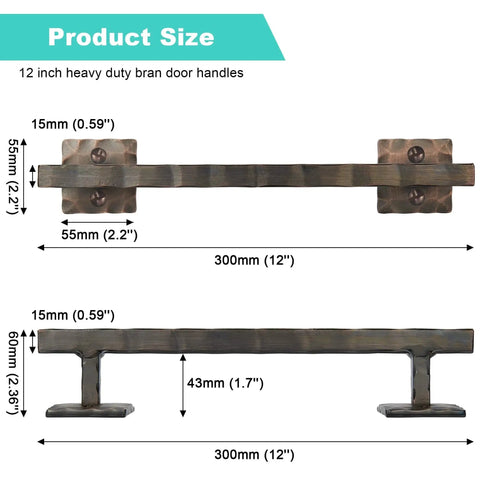 Rustic 12 Inch Heavy Duty Barn Door Handle Pull For Sliding Doors Solid Metal Construction With Oil Rubbed Bronze Finish