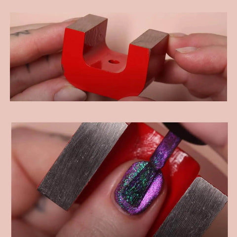 Heavy Duty Alnico 5 Horseshoe Magnet With Keeper in use, showcasing red U shape with 30 lb pull for classroom experiments