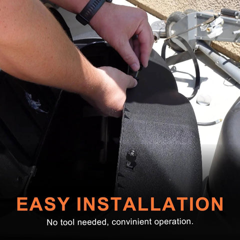 RV Propane Tank Cover Hardware Kit 2 Pack Thumb Screws And Nuts installed on Camco propane tank cover lid for camper.