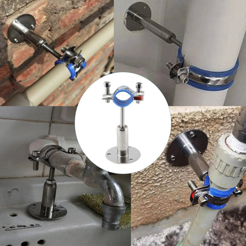 Heavy Duty 304 Stainless Steel Wall And Ceiling Pipe Mounts Two Pack With Adjustable Clamp Brackets for 24 to 28mm tubes installed