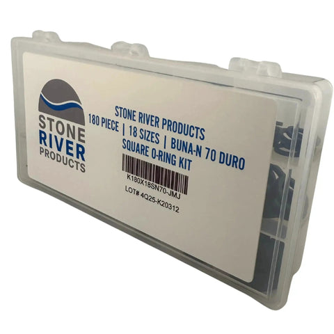 Square O Ring Kit With 180 Pieces In 18 Sizes Buna N Nitrile 70 Durometer in plastic storage box