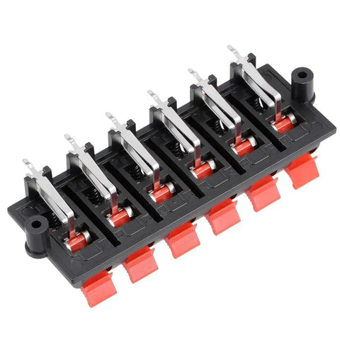 12 Way Jack Socket Spring Push Release Connector Speaker Terminal Strip Block For DIY Speaker Builds And Upgrades, 12 Pins, Push Type