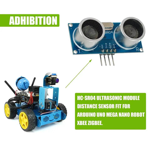 Ultrasonic Distance Sensor Module HC SR04 for Arduino Uno Mega Nano DIY Robotics XBee ZigBee Pack of 5 shown with robotics