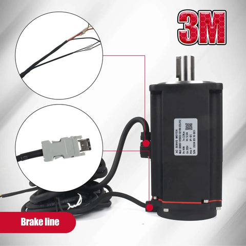 1000W AC Servo Motor Kit With Brake For CNC Machines Plug And Play 220V 5.5A 3000 RPM 17 Bit Encoder RS485 Driver Controller Kit