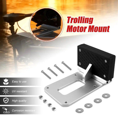 Universal Kayak Trolling Motor Mount for Flat Stern Kayaks Or Boats Transom Bracket Fits Electric Trolling Motors Up to 3HP Heavy Duty Corrosion Resistant Stainless Steel Easy Clamp On Install with accessories