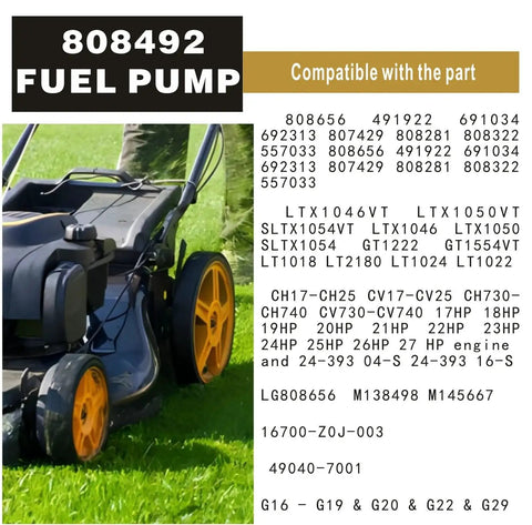 Replacement Fuel Pump Kit For Lawn Mowers And Garden Tractors Fits Briggs And Stratton 597338 808492 Kohler 17Hp 27Hp