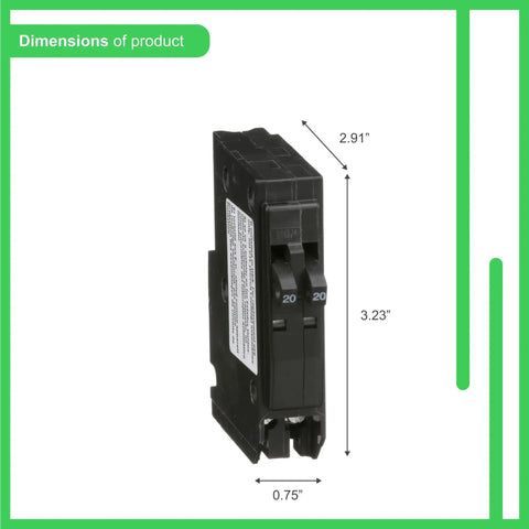 Tandem Mini Circuit Breaker For QO Panels Two In One 2 Poles 20 Amp 120 240V Plug In Mount Dual Breaker With Thermal Magnetic Trip 10kA