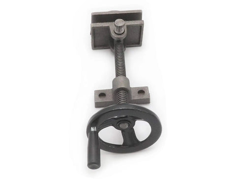 Heavy Duty Bench Vise With Quick Adjustment For Desktop Metalworking And Steel Cutting Eight Point Six Inch Jaw Carbon Steel Construction Black Finish Ideal For Home Shop Projects And Small Fabrication Tasks, side view.