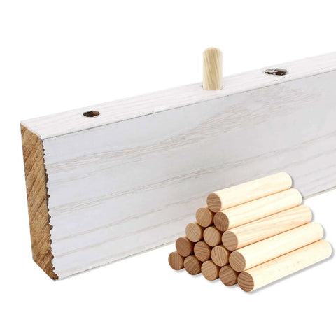 Three Eighths Inch Wooden Dowel Pins For Furniture And Door Installations with visible stack and board jointing example