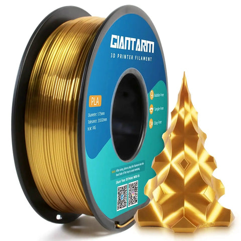 Silk Gold PLA Filament 1Kg Spool 1.75mm High Detail Dimensional Accuracy 0.03mm Smooth Glossy Silk Finish For 3D Printing