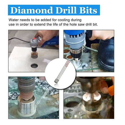 Diamond Hole Saw Set For Glass Tile Marble Ceramic Granite Quartz Gemstone With Twelve Pieces One Eighth Inch Shank Five Millimeter Depth