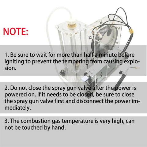 Pro Grade Electrolysis Water Machine With Oxy Hydrogen Flame For Water Welding AC 100 To 240 Volt 350 Watt Stainless Steel Construction with safety warnings