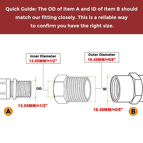 Quick guide for Solid Brass NPT Reducer Hose Fittings Adapter 3/8 Male To 1/4 Female Pipe Thread Connector measurement.