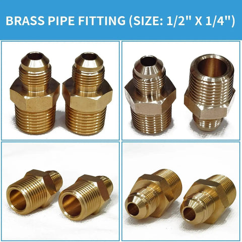 Two brass pipe fittings for Beefy 1/2 Inch Gas Pressure Regulator For Natural Gas And Propane with 13/16 Inch inlet and outlet opening.