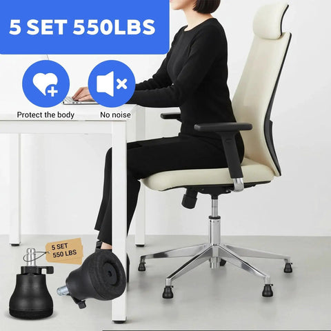 5 Pack Replacement Office Chair Caster Wheels With Fixed Stationary Castors And Self Adhesive Felt Pads for quiet and secure use on floors