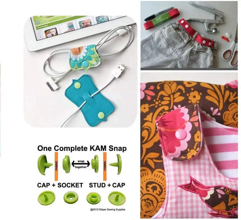 Snap Fasteners Kit With Pliers For Crafts And Cloth Diapers, 384 Sets In 24 Colors, size 20 T5 plastic closures shown in use
