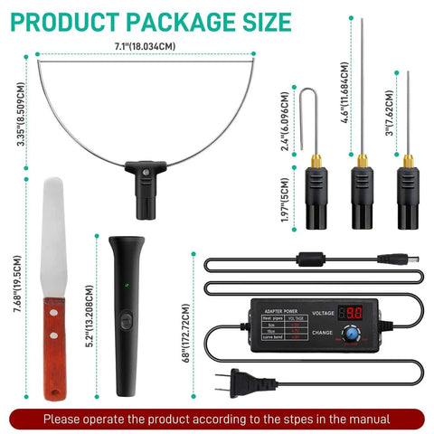 Pro Grade Dope 6 In 1 Hot Foam Cutter Kit With 110 To 240V UL Adaptor And Digital Voltage Controller layout and components
