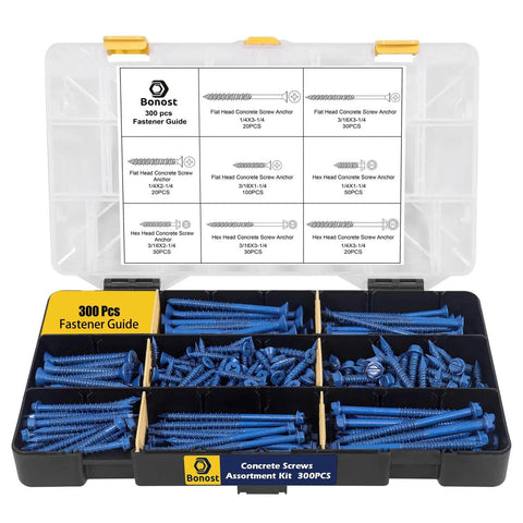 Do It All Concrete Screw And Fastener Kit 1625 Piece Assortment With Concrete Screws Nuts Bolts Washers And Wood Screws In A 3 Tray Organizer