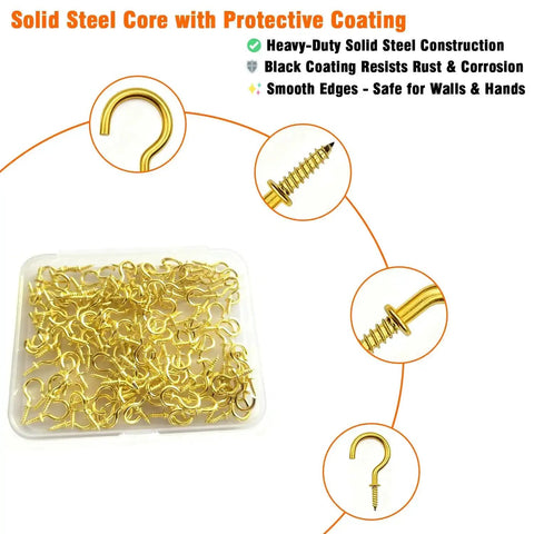 Half Inch Small Screw Hooks Set 120 Pcs Rust Resistant Coated Steel Mini Twist In Hooks For Hanging Plants Lights Ornaments Jewelry