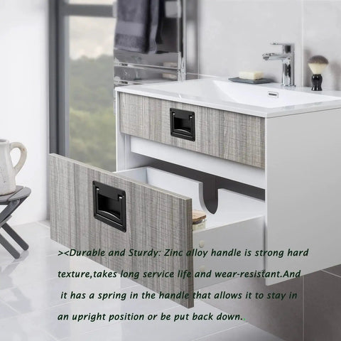 Recessed Zinc Alloy Pull Handle for Cabinets and Containers Black Flush Mount Door Handle on bathroom cabinet drawer