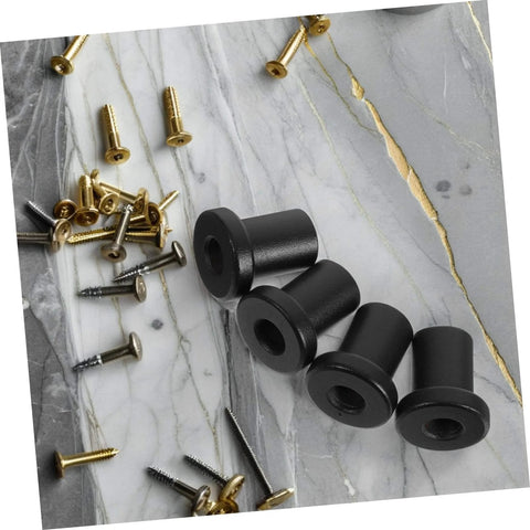 Beefy Carbon Steel Sliding Barn Door Clamps 4 Pack Heavy Duty Track Hardware next to scattered screws on marble surface