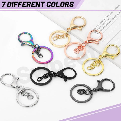 28Pcs 7 Color Lobster Claw Clasps With Key Chain And Flat Split Keychain Ring Set For Purses, Bags And DIY Crafts, Includes 68mm Clasp Length