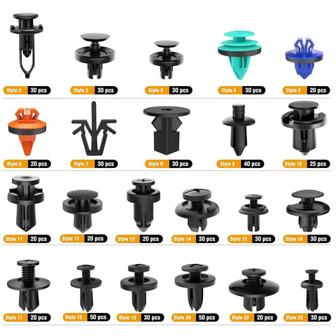 680Pcs Car Push Retainer Clips Kit 22 Sizes Nylon Bumper Fender Rivets Fasteners Assortment with Cable Ties for Toyota GM Ford Honda Chevy