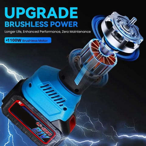 Cordless Pipe Polisher Sander With Adjustable Speed Rechargeable Grinder showing 1100W brushless motor design