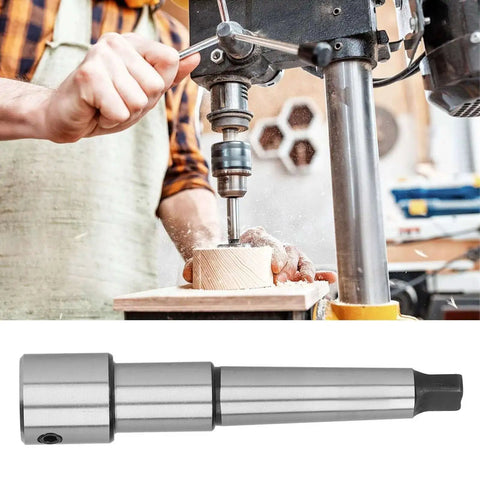 Annular Cutters Arbor MT3 Morse Taper To Three Quarters Inch Weldon Shank Drill Press Extension Arbor in use on wood
