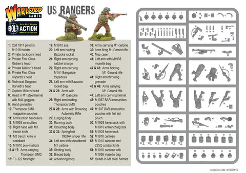 US Rangers 28mm Plastic Miniatures For World War II Tabletop Wargaming 30 Highly Detailed Infantry Figures With Dope Weapon Configs