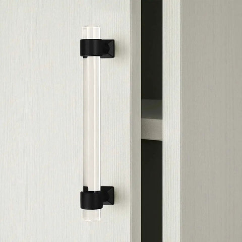 Five Pack Acrylic Cabinet Pulls With Five Inch Hole Centers 128mm Modern Black Matte Lucite T Bar Drawer Handles Installed