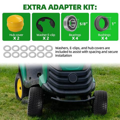 Two Pack Flat Free Front Tire And Wheel Set For John Deere Riding Mowers 15 By 6 Front Tires With Three Inch Centered Hub