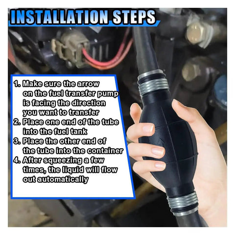 Person using Fuel Line Hand Primer 12mm Rubber One Way Manual Fuel Pump Siphon For Gasoline Diesel Petrol Vacuum Transfer Primer Tool