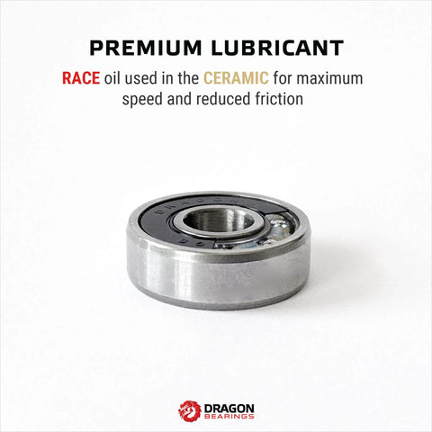 Dragon Bearings inline skate bearing, silver metal with black inner race, front view