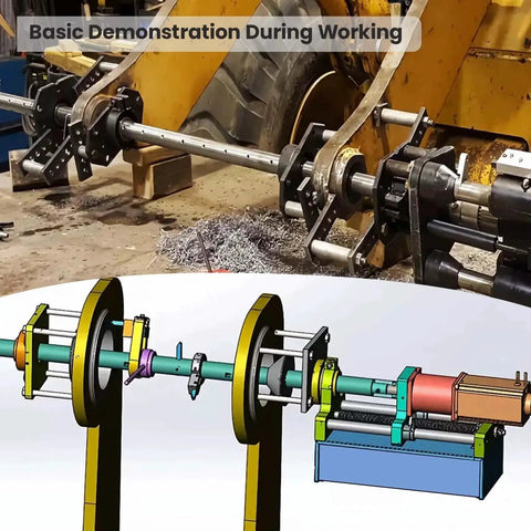 Portable Line Boring Machine 110 Volt for Heavy Equipment in use on an excavator, showing drilling bar and control handle.